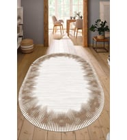 Dijital Baskılı Kaymaz Taban Yıkanabilir Oval Salon Halısı Mutfak Halısı Yolluk NDO-HY-1104 (Kahverengi)