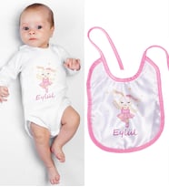 eJOYA Kişiye Özel Zıbın Ve Önlük Bebek Hediye Seti 110119 (Pembe)