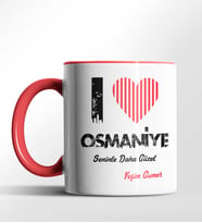 Kişiye Özel Osmaniye Seninle Daha Güzel Tema Siyah Renk Kupa (Kırmızı)