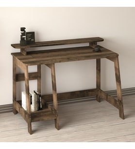 Country Ergonomik Çalışma Masası, Modern Bilgisayar Masası, Ev-Ofis (Antik Ceviz) (Kahverengi)