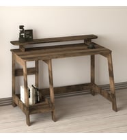 Country Ergonomik Çalışma Masası, Modern Bilgisayar Masası, Ev-Ofis (Antik Ceviz) (Kahverengi)