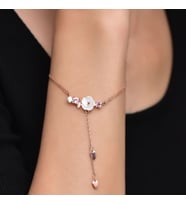 Kardelen Çiçeği Renkli Zirkon Taşlı Gümüş Bileklik (Rose)