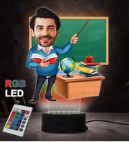 Doğum Günü Hediyesi,Sevgiliye Hediye, Kişiye Özel Fotoğraflı Öğretmen 2 Karikatür 3D Led Lamba (RGB)