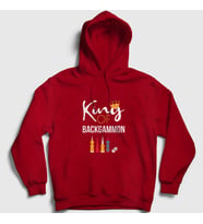Presmono Unisex Beyaz King Of Backgammon Oyun Tavla Kapüşonlu Sweatshirt 418398tt (Kırmızı)