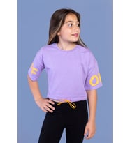 Toontoy Kız Çocuk Baskılı Crop Tişört (Lila)