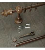 Ahşap Rustik Tek Raylı Perde Askısı Venti (Ceviz)