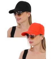 Unisex Piercing Şapka 2'li Set (Siyah - Turuncu)