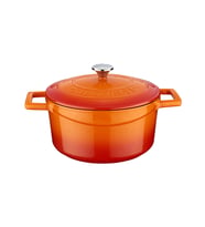 Lava Döküm Yuvarlak Tencere. Folk Çap(Ø) 22cm. (Turuncu)