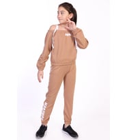 Toontoy Kız Çocuk Now Baskılı Eşofman Takım (Kahverengi)