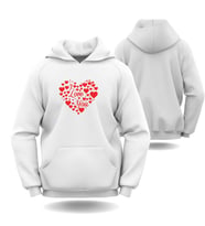 Sevgililer Günü Erkek Kadın Love Kalp Görselli Kapüşonlu Hoodie Sweatshirt 6002 (Beyaz)