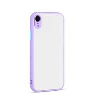 Apple iPhone XR 6.1 Kılıf Zore Hux Düğme ve Kapak Zıt Renk Kılıf (Lila)