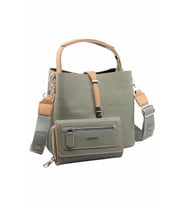 Just Polo Kilit Detaylı Kadın Kartlık ve Omuz Çanta Kombini PBU4002-1006 (Haki)
