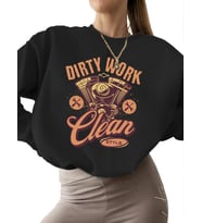Sweatshirt erkek bisiklet yaka 3 iplik şardonlu kadın kalın Kirli i·ş - temiz stil Baskılı (Siyah)
