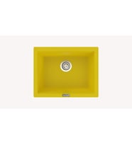 POLEX Cristalüx Granit Eviye P-09 Tezgah Altı Ve Tezgah Üstü Kare Mutfak Evyesi 55,5x43,5cm (Sarı)