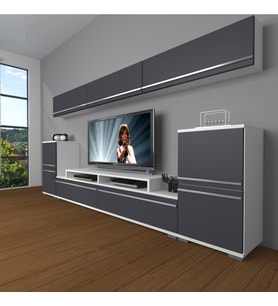 Decoraktiv Ekoflex 9 Mdf Tv Ünitesi Tv Sehpası (Beyaz - Antrasit)