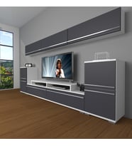 Decoraktiv Ekoflex 9 Mdf Tv Ünitesi Tv Sehpası (Beyaz - Antrasit)