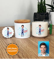 Kişiye Özel Karikatürlü Hemşire Hediye Seti T Kupa, Kalemlik, Anahtarlık Erkek Hemşireye Tıp Bayramı Hediyesi (Yeşil)