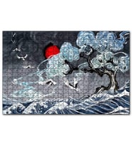 Cakapuzzle Leylekler Dalgalı Deniz Ağaç ve Güneş Yağlıboya  Puzzle Yapboz MDF (Ahşap) (255 Parça)