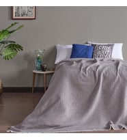 Miabella Home Çift Kişilik Kare Motifli  Desen Pike - Yatak Örtüsü (Koyu Gri)