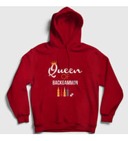 Presmono Unisex Beyaz Queen Of Backgammon Oyun Tavla Kapüşonlu Sweatshirt 418610tt (Kırmızı)