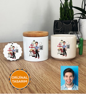 Kişiye Özel Karikatürlü Kuaför Hediye Seti T Kupa, Kalemlik, Anahtarlık Erkek Kuaföre Berbere Hediye (Yeşil)