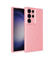 Galaxy S24 Ultra Kılıf Kamera Korumalı Simli Lüks Koton Kılıf (Pembe)