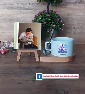 Developer Fotoğraflı Dekoratif Taş, Kupa Bardak Beyaz Hediye (Model 8)
