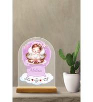 Kişiye Özel Pleksi Bebek Doğum Bilgileri, Erkek ve Kız Çocuk – Özel Tasarım Uyuyan Bebek Konsepti (Model 2)