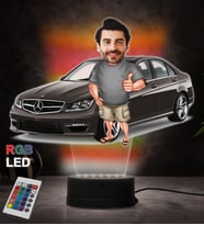Doğum Günü Hediyesi,Sevgiliye Hediye, Kişiye Özel Fotoğraflı Mercedes 2 Tasarımlı Erkek Karikatür 3D Led Lamba (RGB)