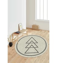 Dijital Baskılı Kaymaz Taban Yıkanabilir Yuvarlak Salon Halısı Koridor Halısı Paspas NDY-SD-1063 (Krem)