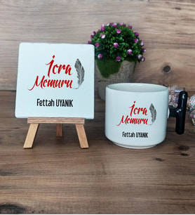 İcra Memuru Hediye Seti Kupa Bardak T Kulplu ve Dekoratif Taş İcra Memuruna Memura Hediye (Model 6)