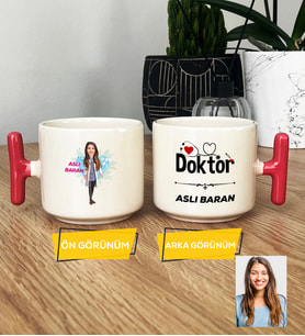 Kişiye Özel Karikatürlü Doktor Hediye T Kupa Bardak Kadın Doktora Hediye Tıp Bayramı Hediyesi (Pembe)