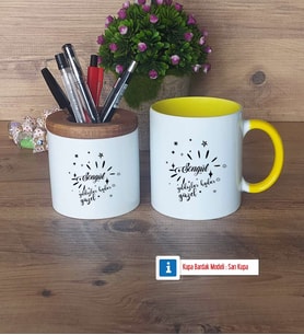 Doğum Günü Hediyesi Kalemlik, Kupa Bardak T Kişiye Özel Hediye (Model 10)