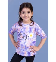 Toontoy Kız Çocuk Batik Desenli Baskılı Tişört (Lila)