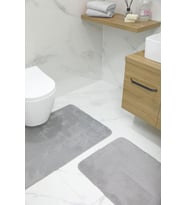 2'li Kaydırmaz Peluş Banyo Paspası Banyo Klozet Takımı Klozet Paspas Takımı (Gri)