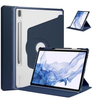 Samsung Galaxy Tab S7 Plus T970 Kılıf Termik Kalem Bölmeli Dönebilen Standlı Cas (Lacivert)
