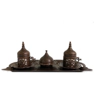 Zamak İkili Fincan ve Şekerlik Takımı (Bakır)