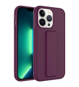 Apple iPhone 13 Pro Max Kılıf Qstand Katlanabilir Standlı Kılıf (Mürdüm)