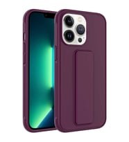 Apple iPhone 13 Pro Max Kılıf Qstand Katlanabilir Standlı Kılıf (Mürdüm)