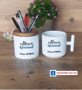 Matematik Öğretmeni Kalemlik, Kupa Bardak T Kişiye Özel Hediye Matematik Öğretmenine Hediye (Model 1)