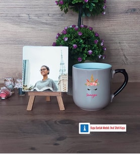 Unicorn Fotoğraflı Dekoratif Taş, Kupa Bardak Beyaz Hediye (Model 10)