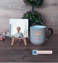 Unicorn Fotoğraflı Dekoratif Taş, Kupa Bardak Beyaz Hediye (Model 10)
