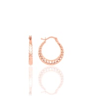 Söğütlü Silver Gümüş çizgili orta boy şarnel küpe (Rose)
