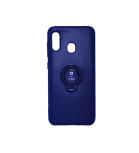 İFACE Samsung A60 6.4 inc Yüzüklü Silikon Telefon Kılıfı (Mavi-Siyah)