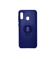 İFACE Samsung A60 6.4 inc Yüzüklü Silikon Telefon Kılıfı (Mavi-Siyah)