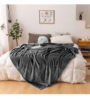 Tek Kişilik Fitilli Yumuşak Dokulu Battaniye 170 x 230 cm (Antrasit)