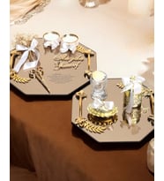 Affinity Sekizgen Gold Söz Nişan Tepsisi ve Damat Kahvesi (Beyaz)