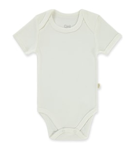 Civil Baby Düz Kısa Kol 12-36 Ay Çıtçıtlı Badi - Beyaz