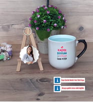 Kadın Doğum Uzmanı Kupa Bardak Beyaz ve Fotoğraflı Ahşap Anahtarlık Hediye (Model 10)
