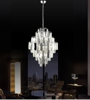 Daisy 50'Lik Taşlı Avize Salon Modern Oturma Odası Avize Yüksek Tavan (Krom)